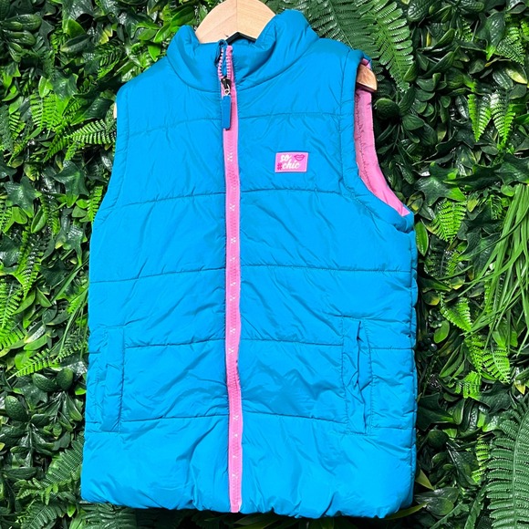 Urb Puffer Vest Outerwear Kids Girls Size 8 Teal Pink Puffer Vest 3357 - Picture 6 of 8